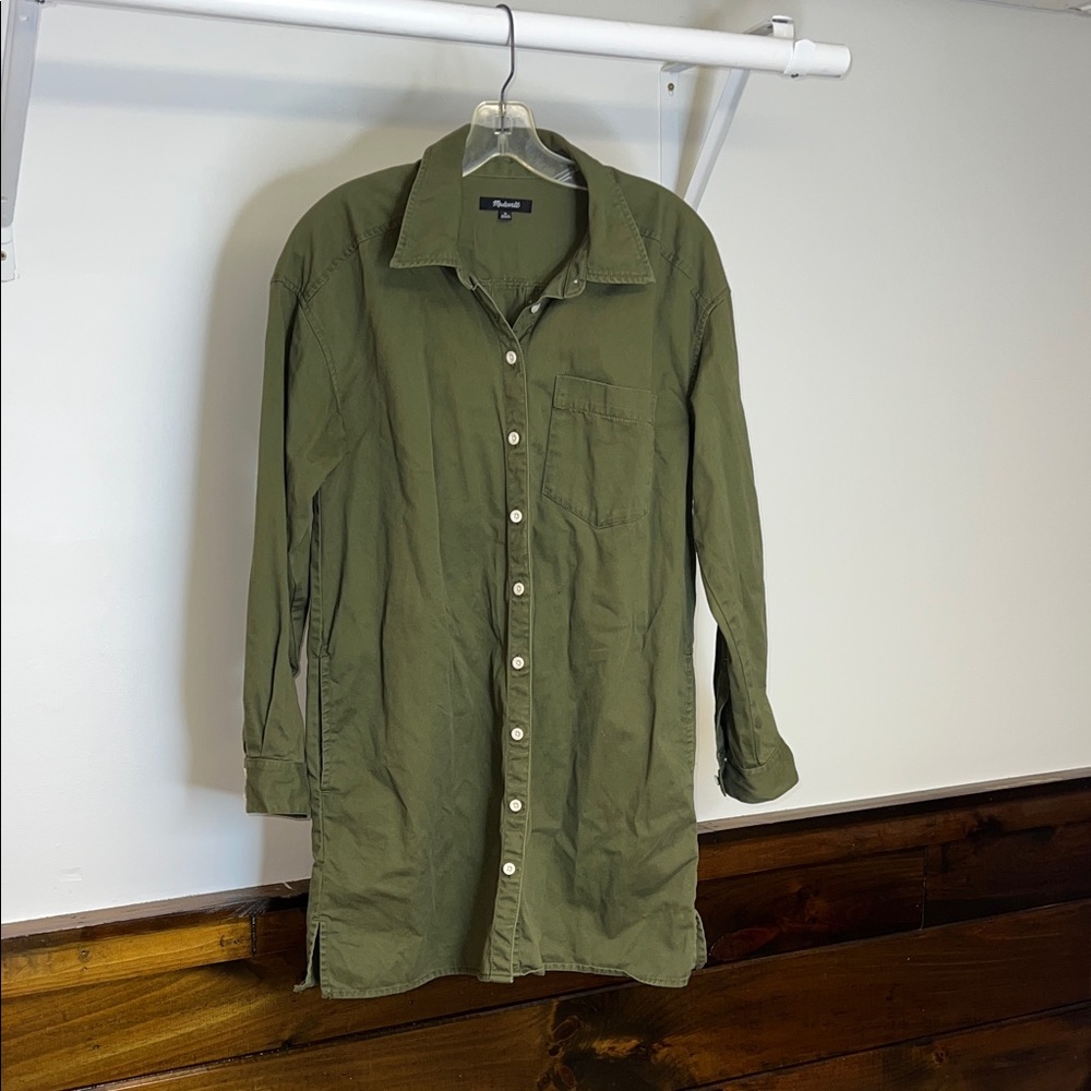 Madewell Olive Green Khaki Shirt Dress- M‎